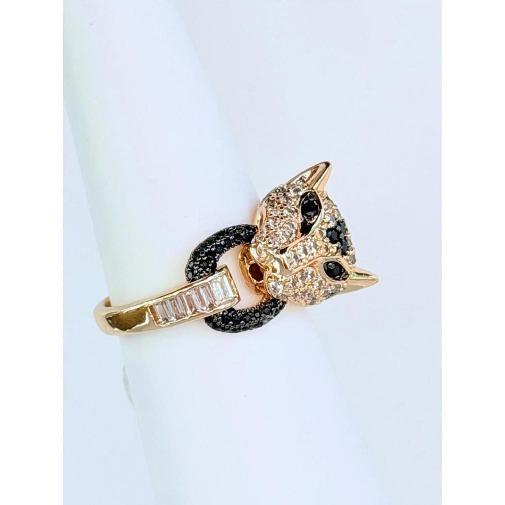 Bomb Party UNTAMED JAG Ring “Silence Has Teeth” Black Onyx & CZ on Gold Sz 9